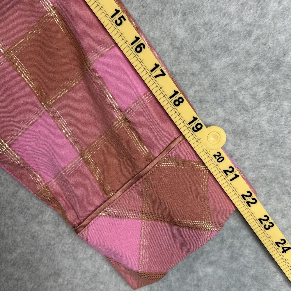 VICTORIA SECRET | Women’s Rose Blush Pink Gold Plaid Flannel Romper size L Cozy - Picture 4 of 8